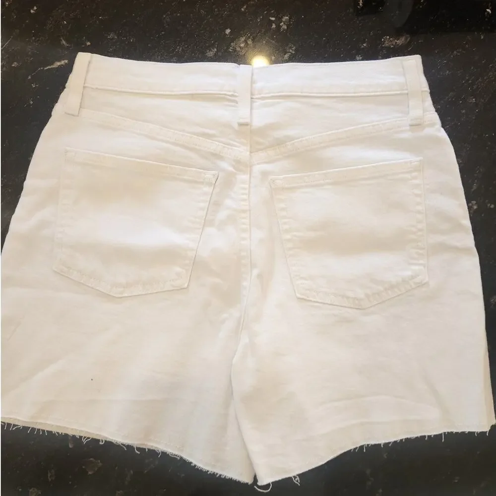 NWT J. Crew High-Rise Denim Short In White Mid Length 27 *Flaw